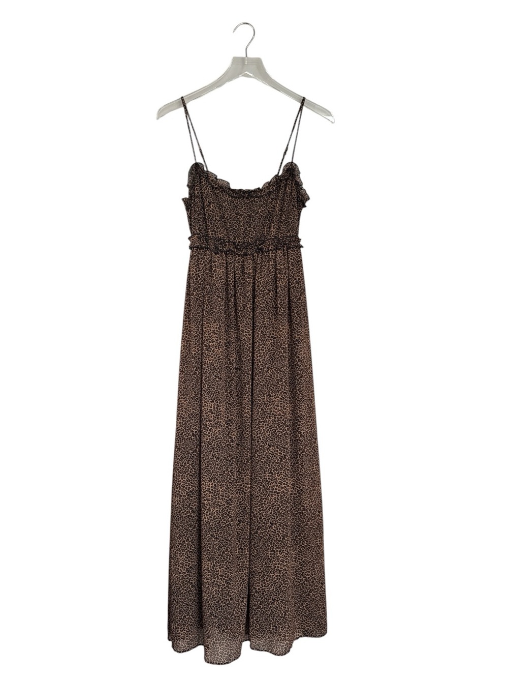 Show Me Your Mumu Leopard Print Maxi Dress Size Small Ruffle Smocked Back
